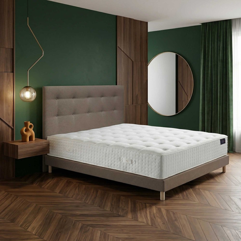 Matelas hybride helios mémoire de forme h31 sommier tete de lit taupe