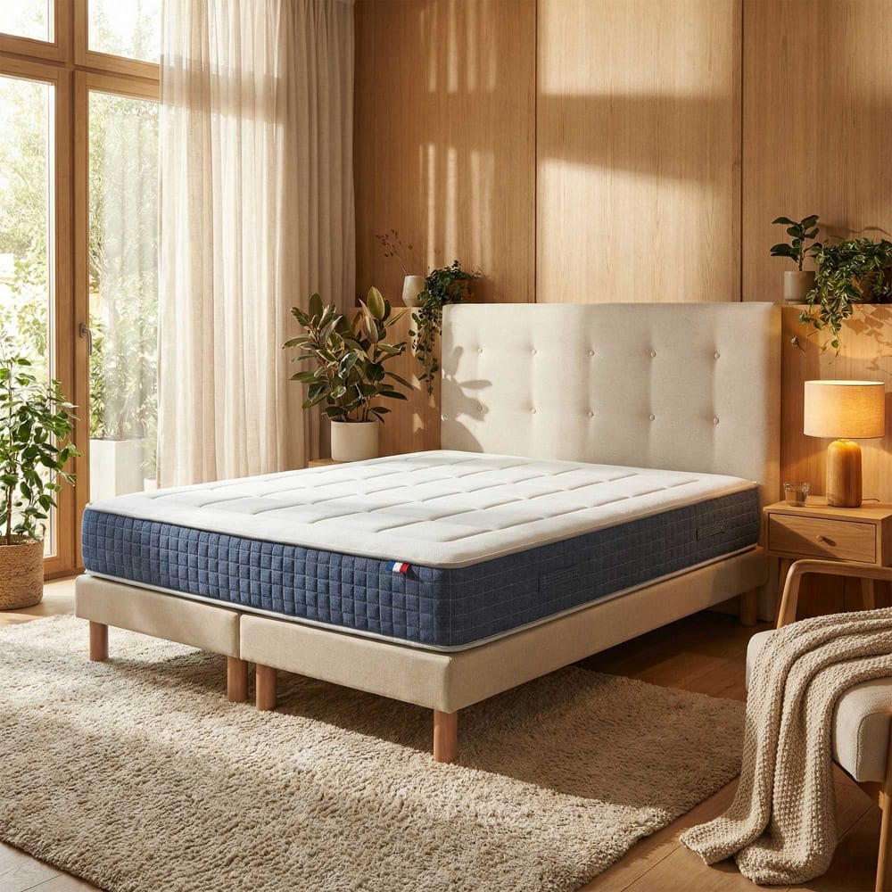 Ensemble matelas hybride + tête de lit 2x80x200