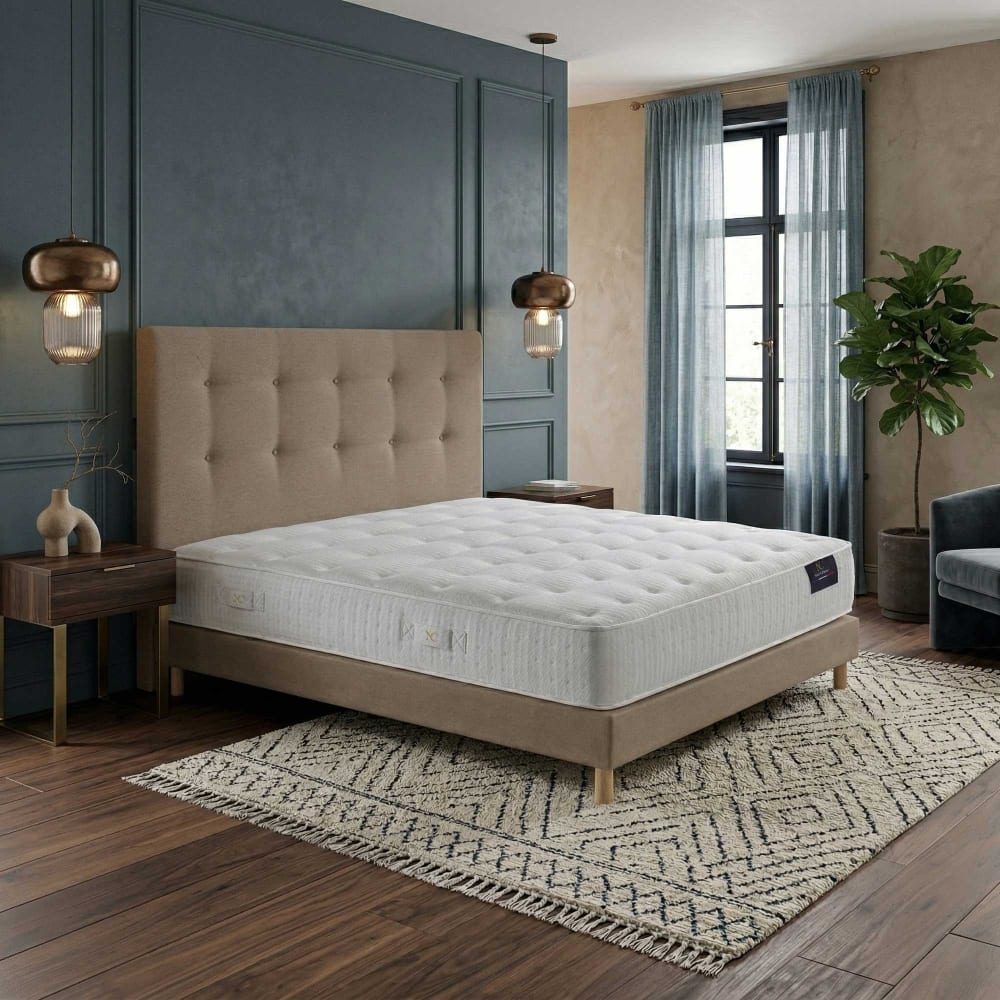 Matelas hybride pulsar mémoire de forme h27 sommier tête de lit taupe