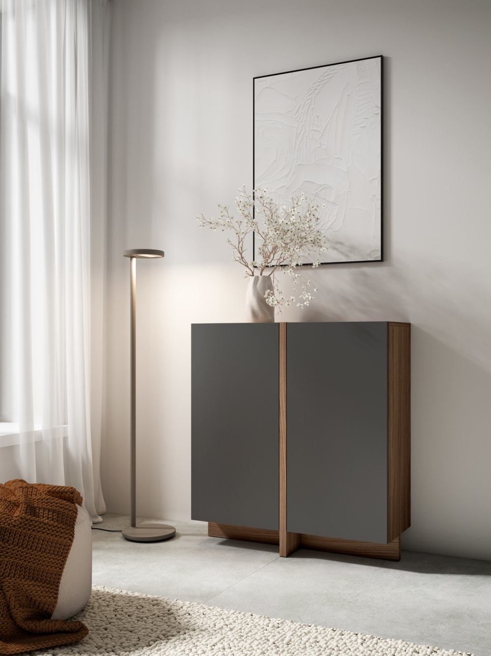 Anrichte mit 2 Türen in Walnuss- und Graphitoptik 94x87 cm -