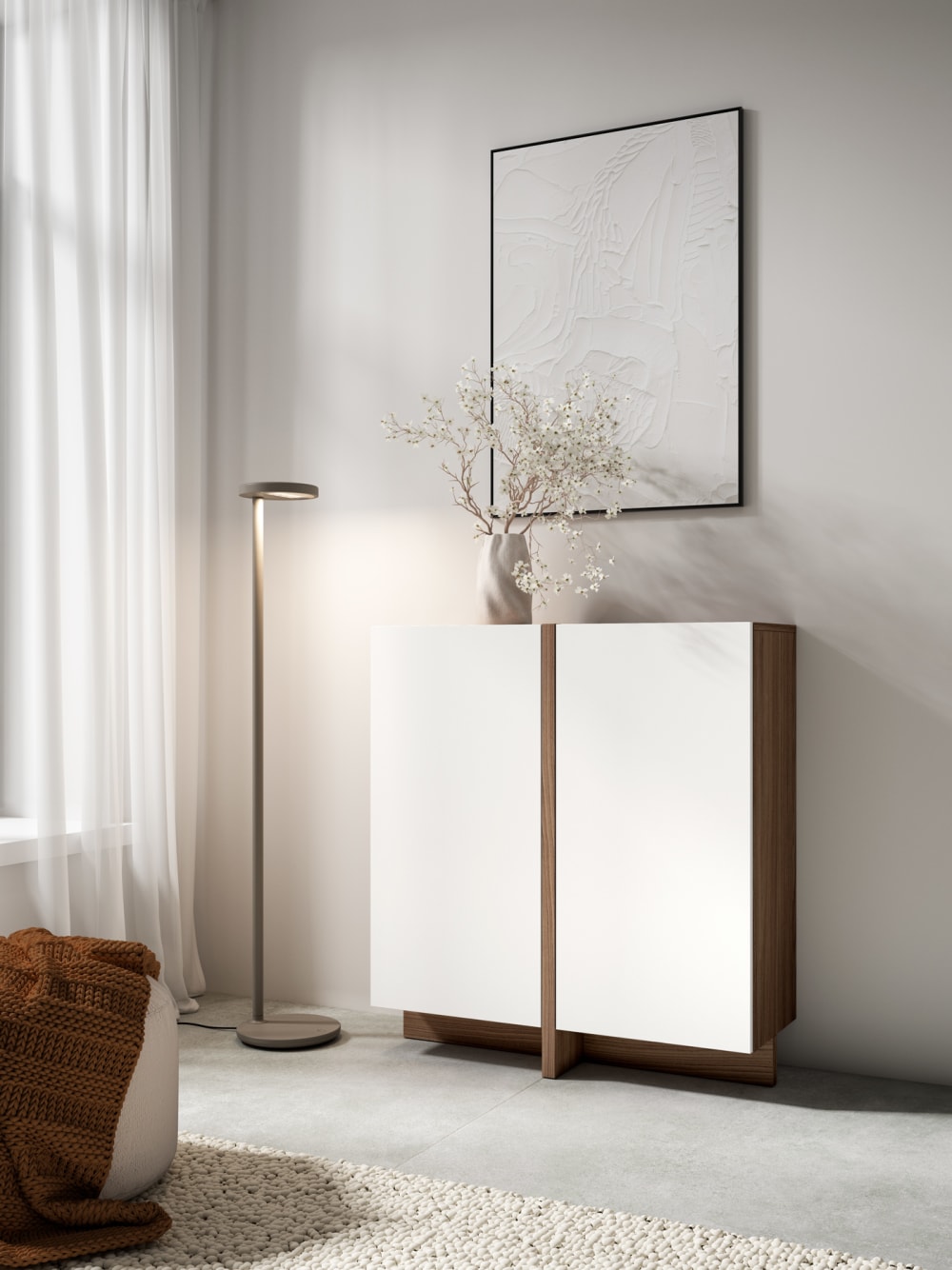 Anrichte mit 2 Türen in Walnuss- und Weißoptik 94x87 cm - Maisons