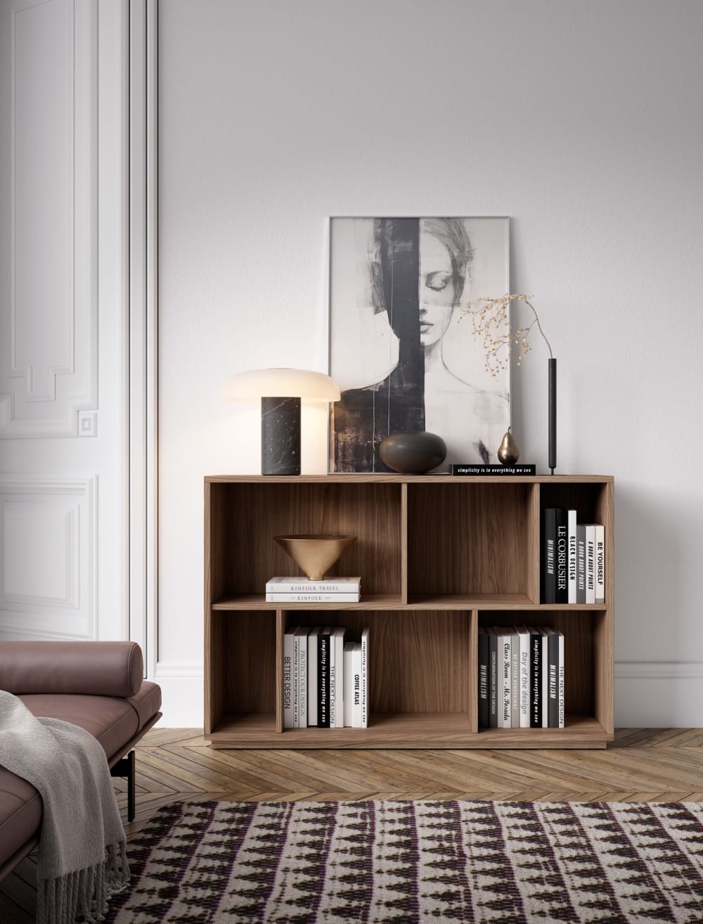Bücherregal aus Melamin in Nussbaum 80x119x32 cm - Maisons Du