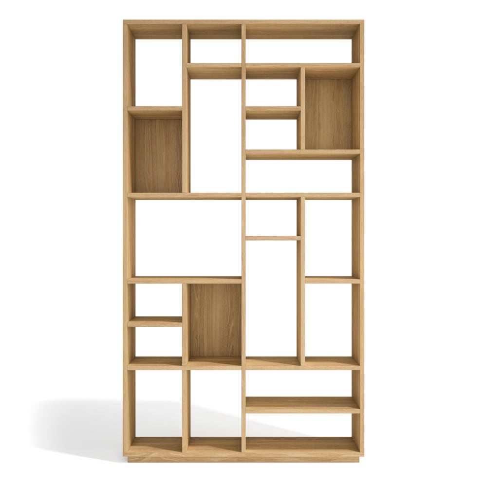 Herdasa Asymmetrisches Regal mit 21 Fächern in Goldeichenoptik style modern Braun Spanplatte