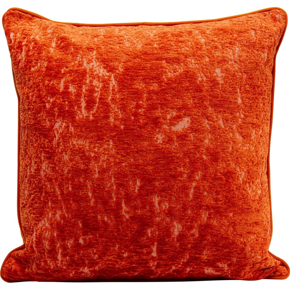 Coussin texturé en polyester toucher velours orange Coussin texturé en polyester toucher velours orange