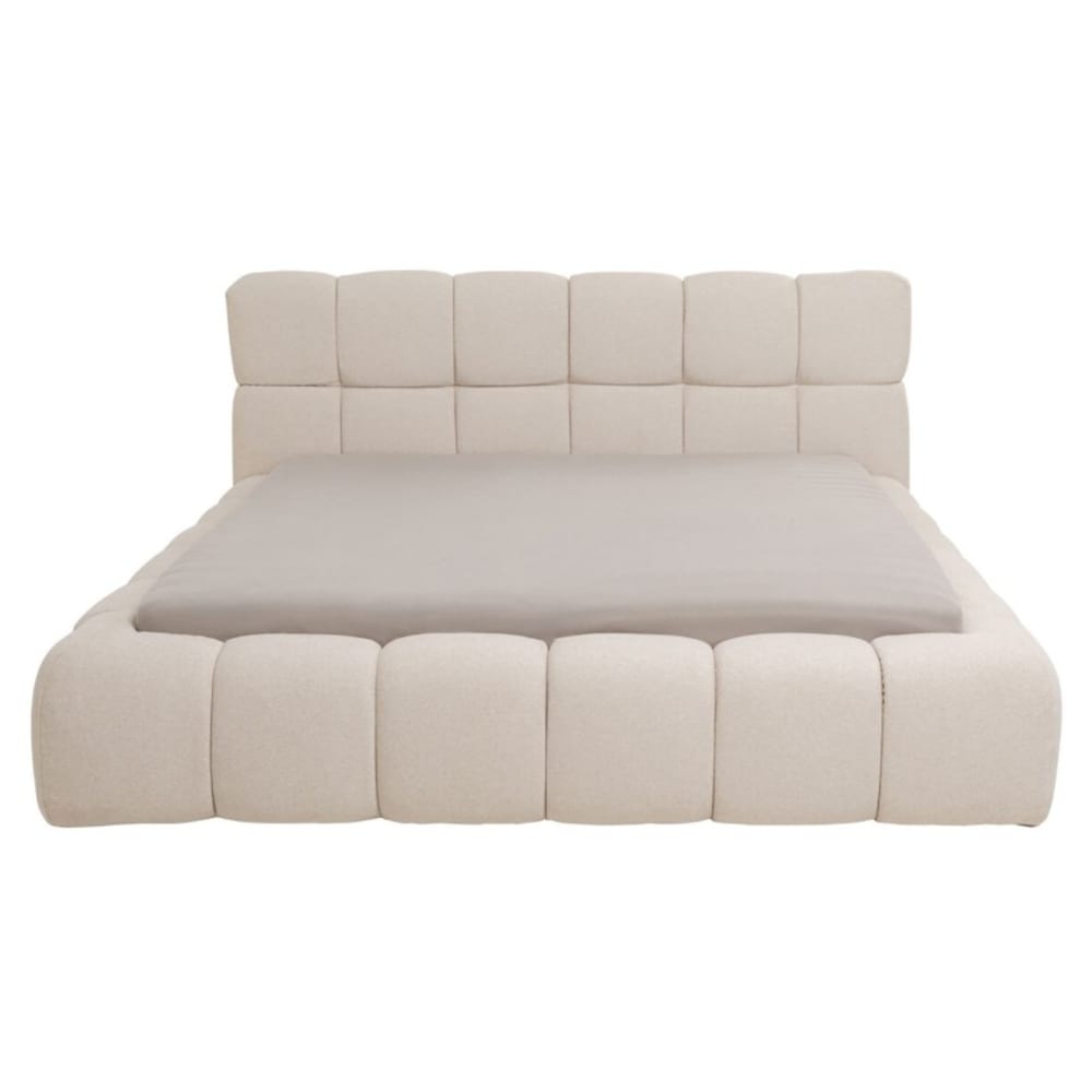 Lit 160x200 matelassé en polyester tressé crème