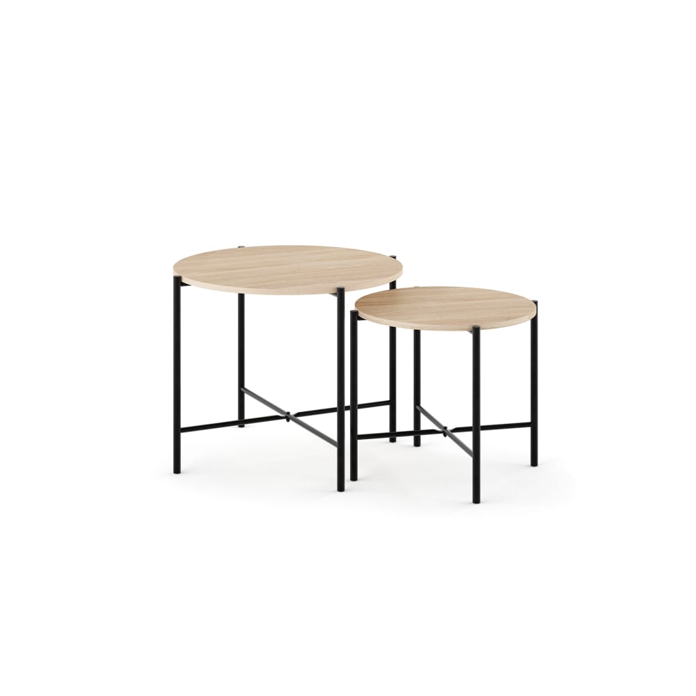 Lot de 2 tables d'appoint - rondes acier