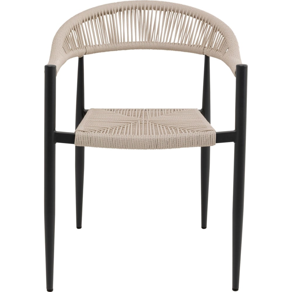 Chaise de jardin en polyéthylène crème et aluminium noir Chaise de jardin en polyéthylène crème et aluminium noir