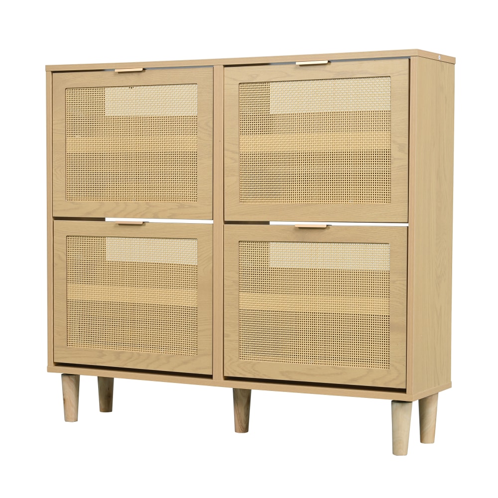 Meubles Cosy Schuhschrank aus Rattan mit 4 Klappschubladen, helle Eiche style modern Mehrfarbig Spanplatte