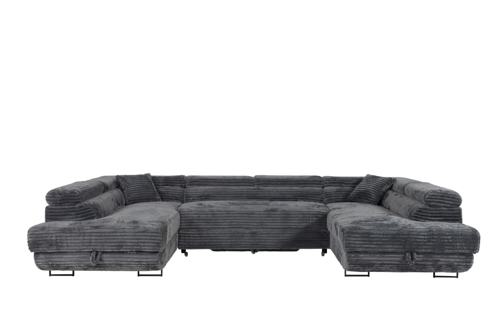 Canapé panoramique convertible gustaw u gris avec 2 coffres
