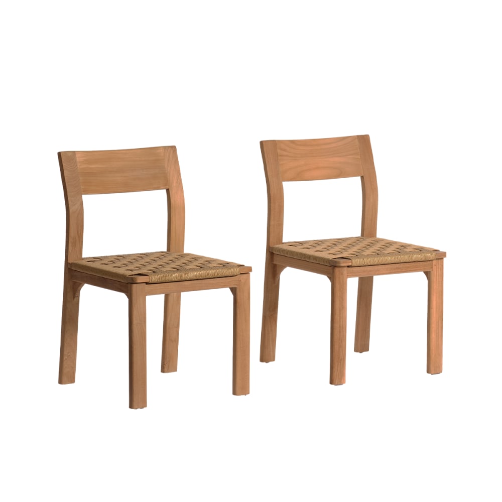 Lot 2 chaises jardin - teck