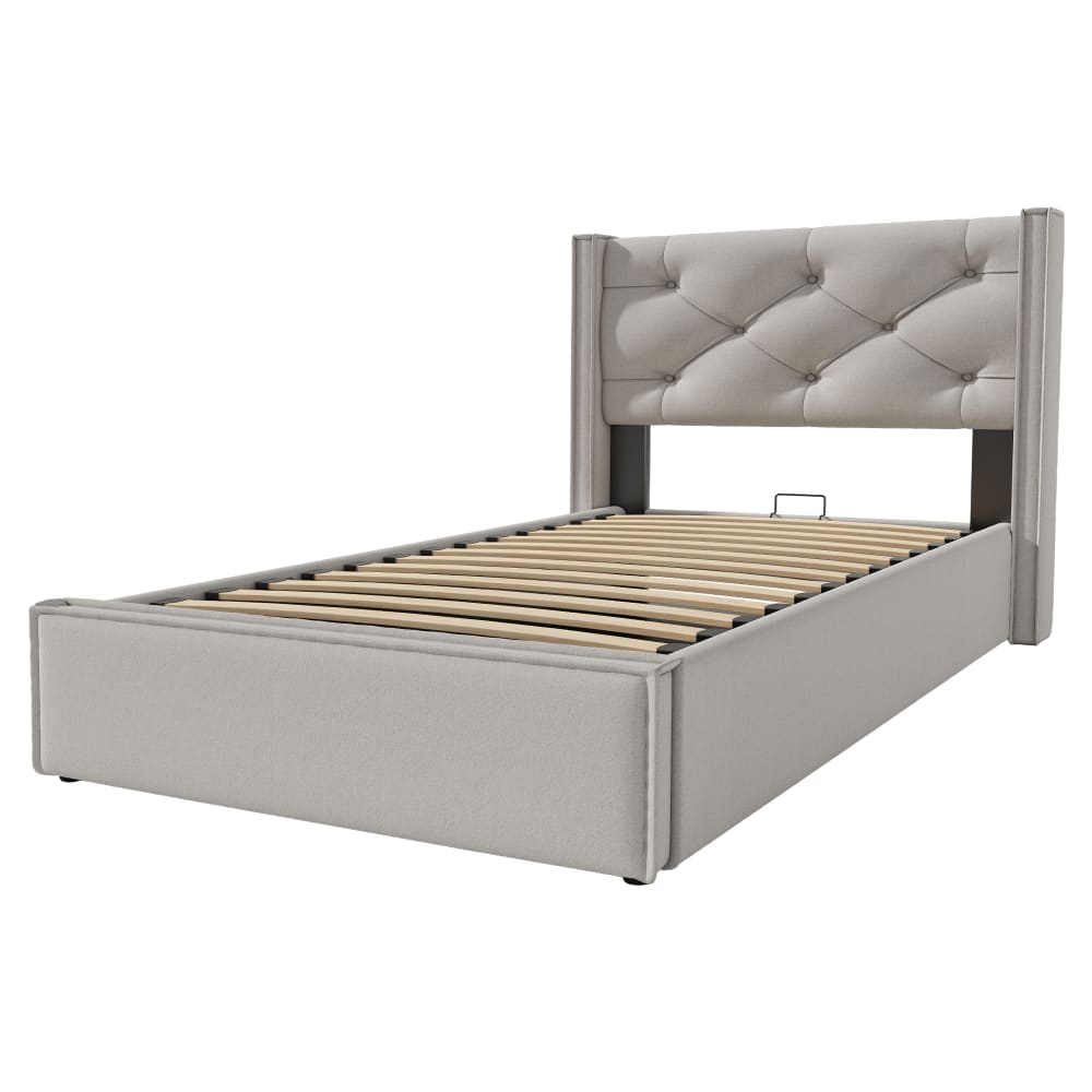 Lit hydraulique en coton - gris clair