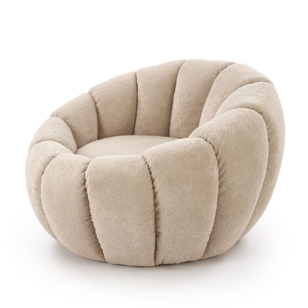Fauteuil rond coquillage en tissu de polyester beige Fauteuil rond coquillage en tissu de polyester beige