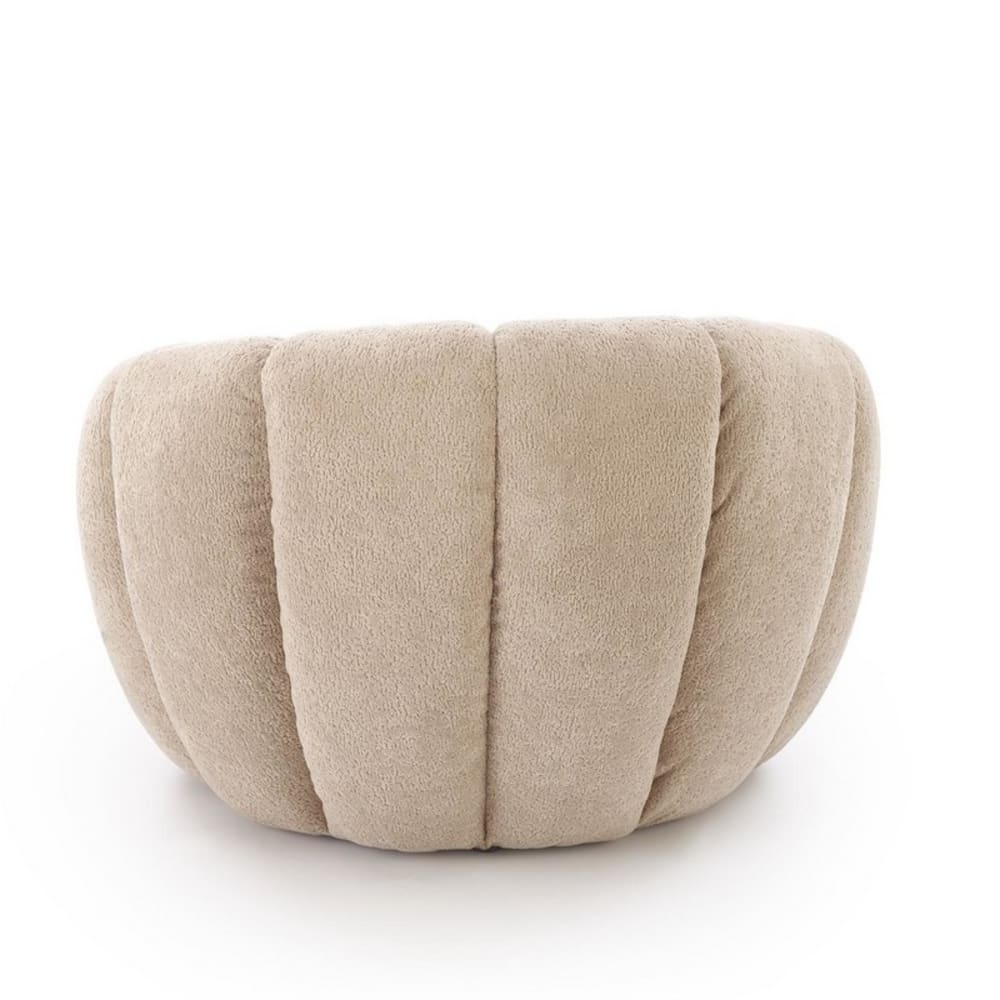 Fauteuil rond coquillage en tissu de polyester beige