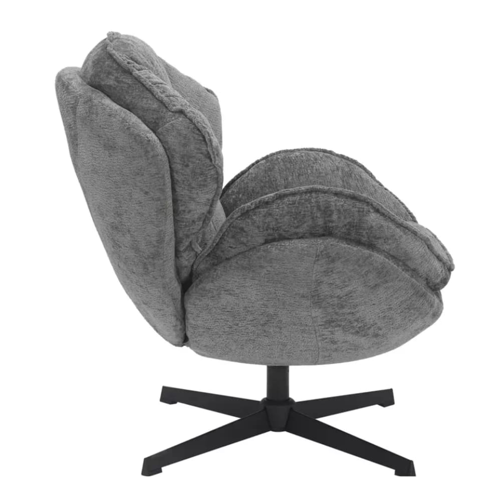 Fauteuil moelleux en tissu de polyester gris, pivotant à 360°