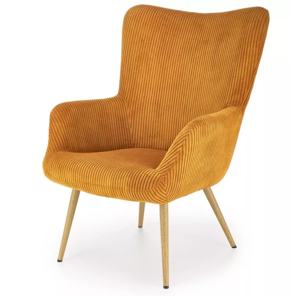 Fauteuil lounge en velours de polyester côtelé et pieds en acier Fauteuil lounge en velours de polyester côtelé et pieds en acier