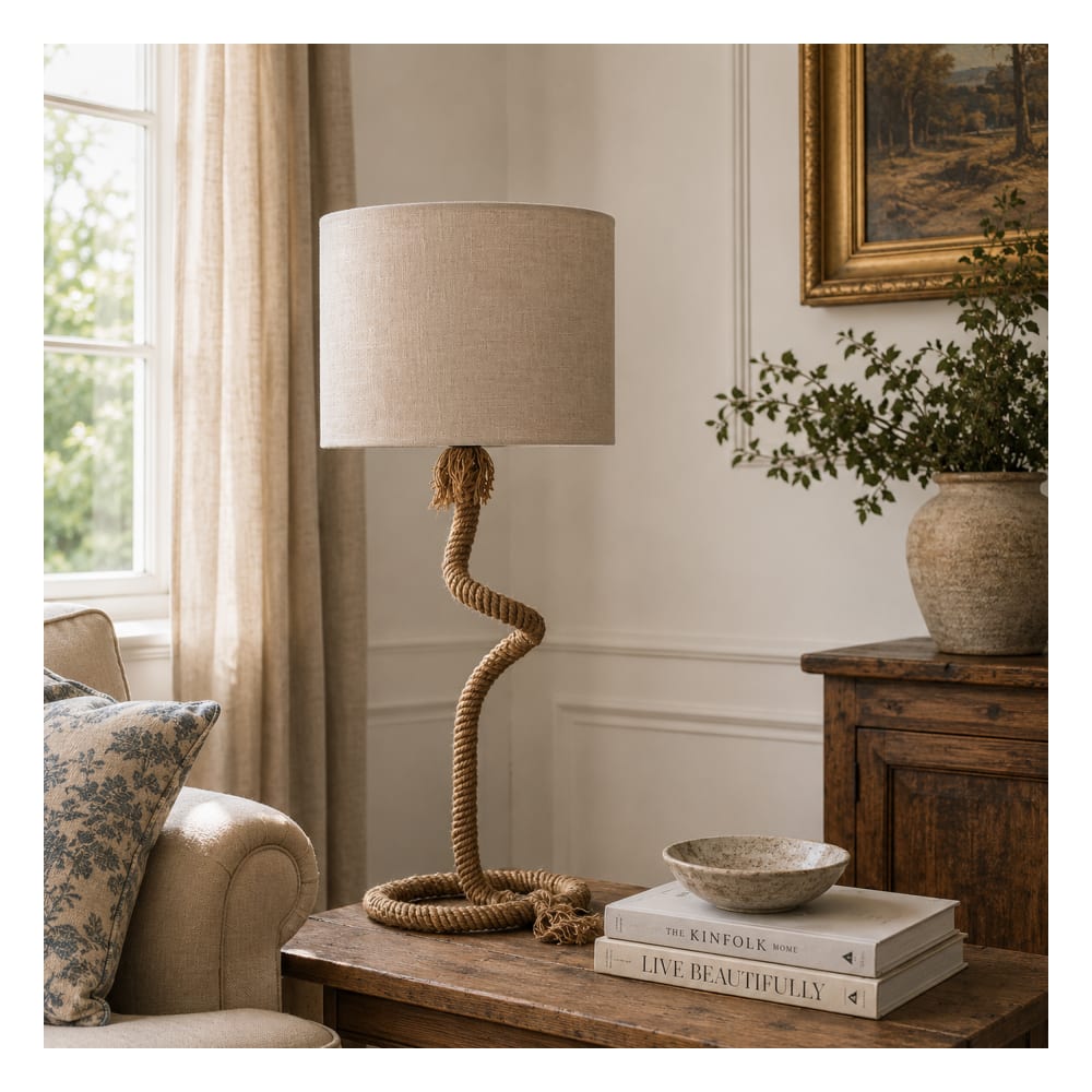 Lampe en corde marron 35x35x80 cm — vue 3
