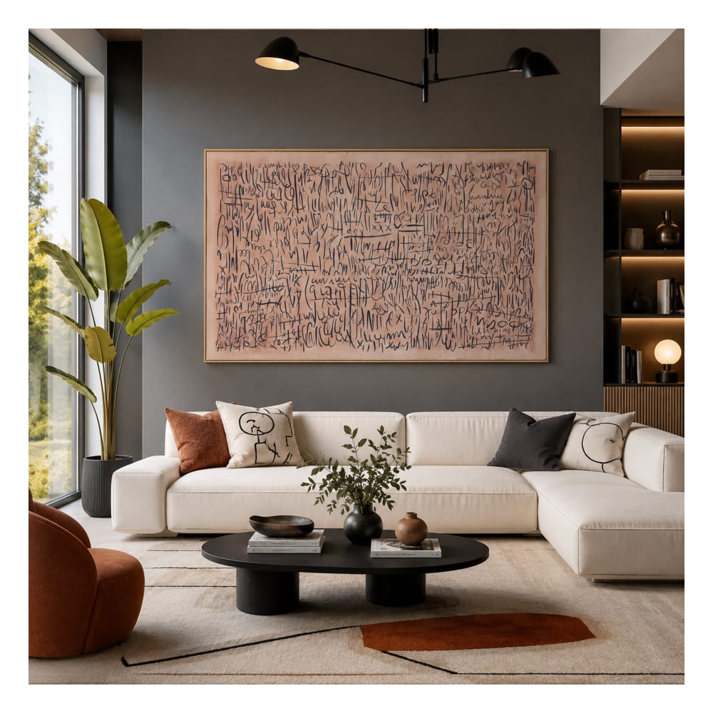 Tableau sur lin multicolore 160x4x100 cm