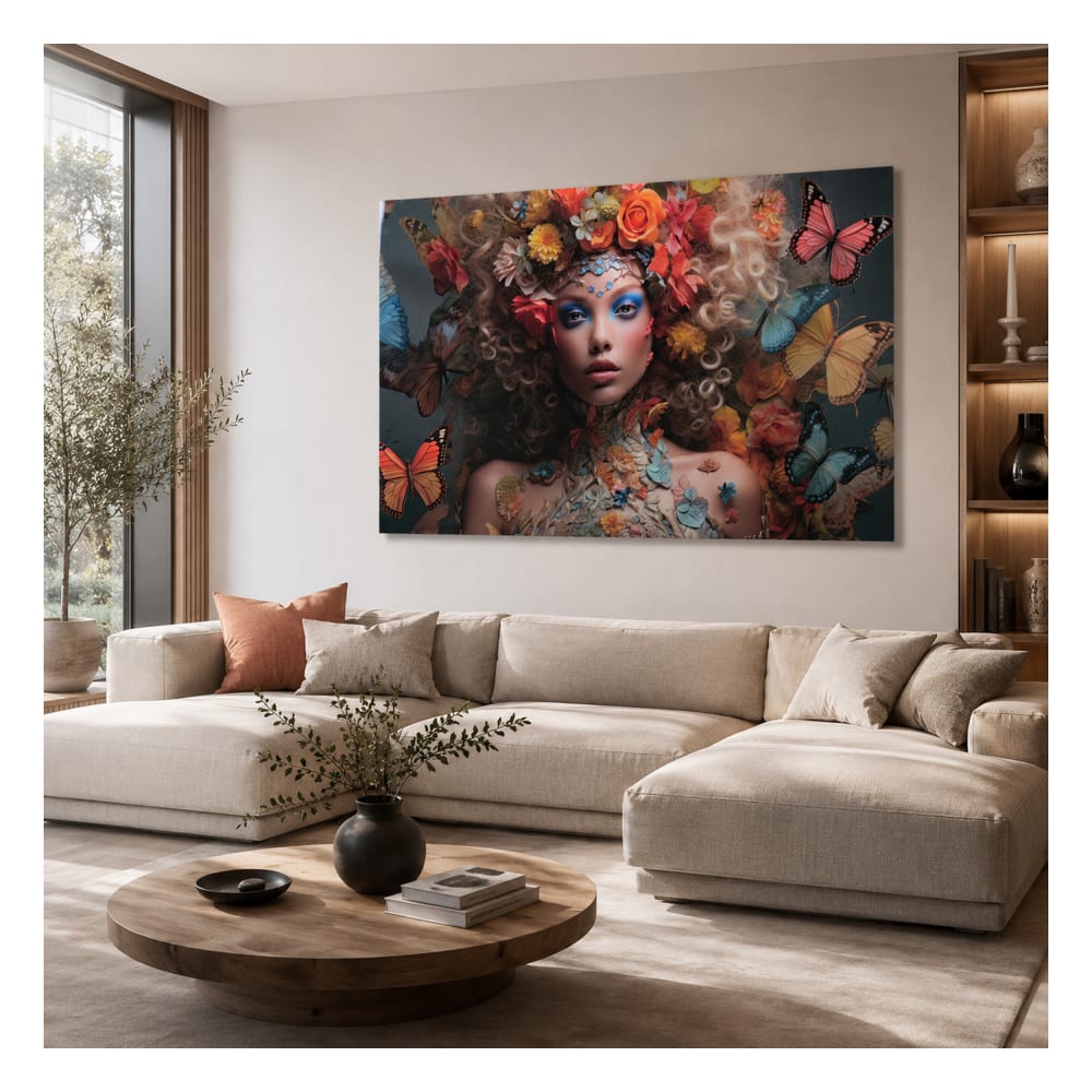 Tableau artistique en verre trempé multicolore 120x0,4x80 cm