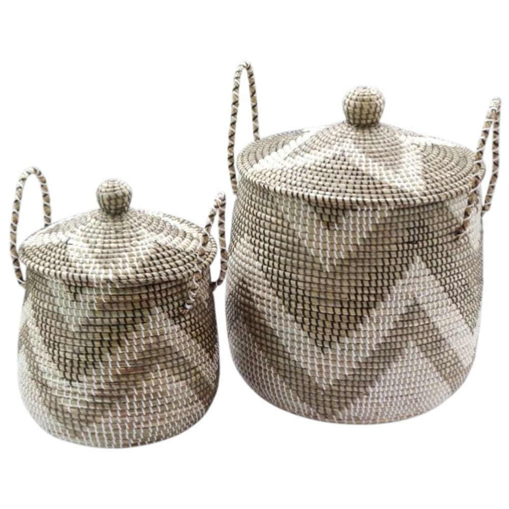 Ensemble de 2 paniers en fibres naturelles multicolore