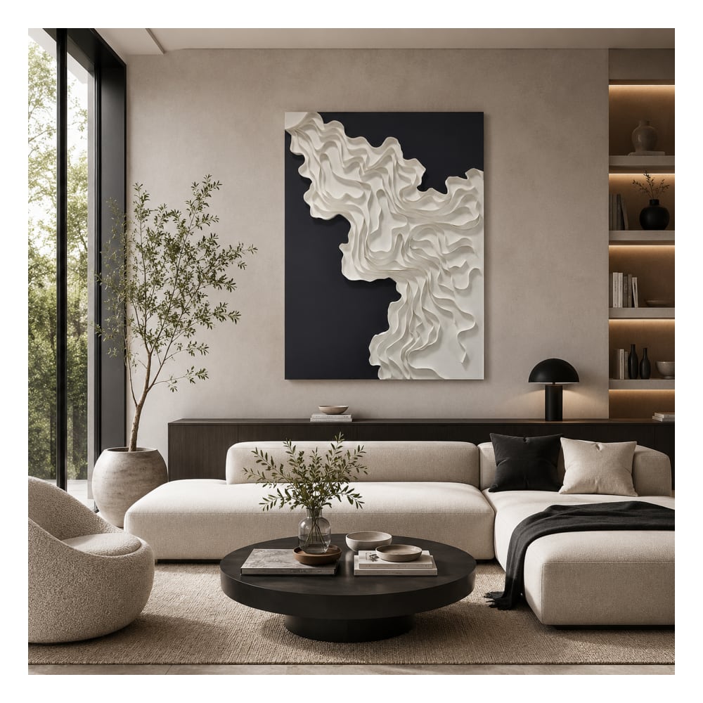 Tableau sur tissu moderne 3d bleu et blanc 100x5x140 cm — vue 3