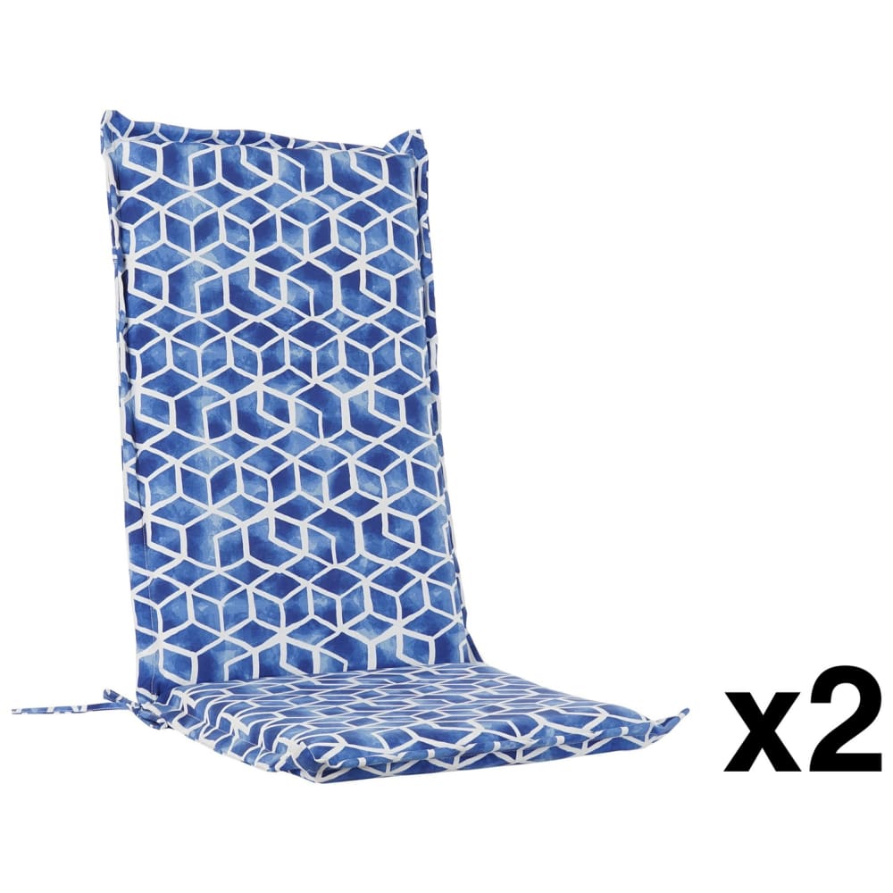 Lot 2 coussins de chaise extérieur en polyester bleu 42x4x115 cm