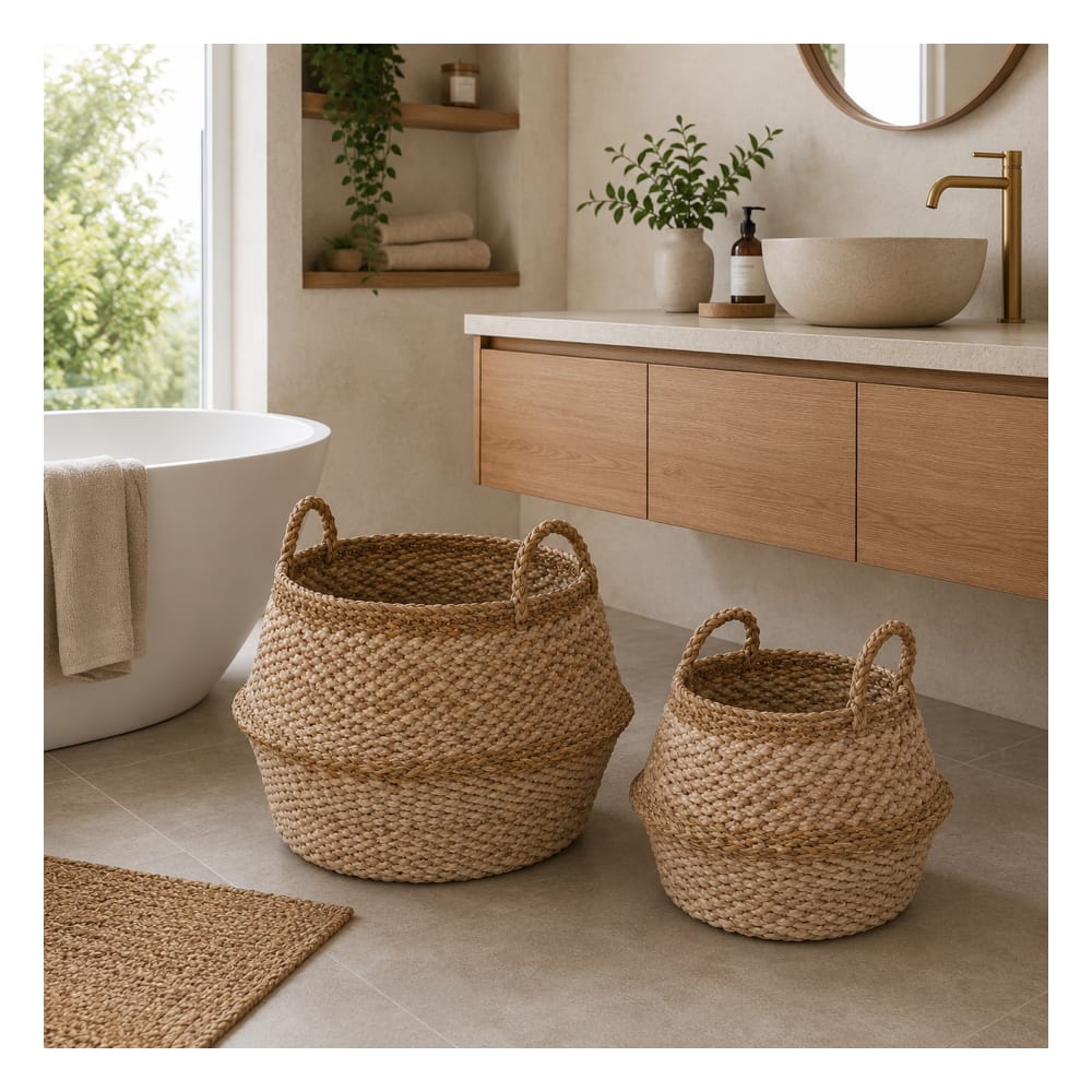 Ensemble de 2 paniers en fibres naturelles marron