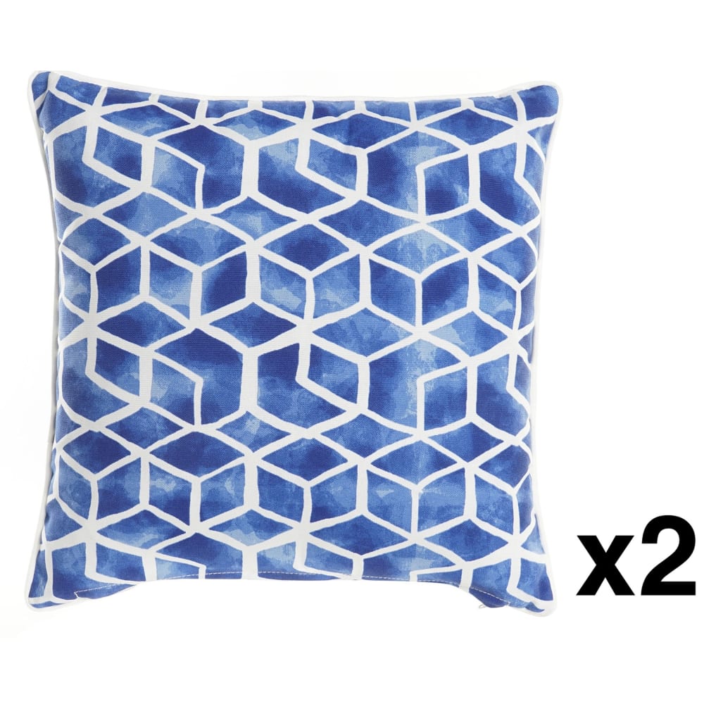 Lot 2 coussins extérieur - polyester bleu