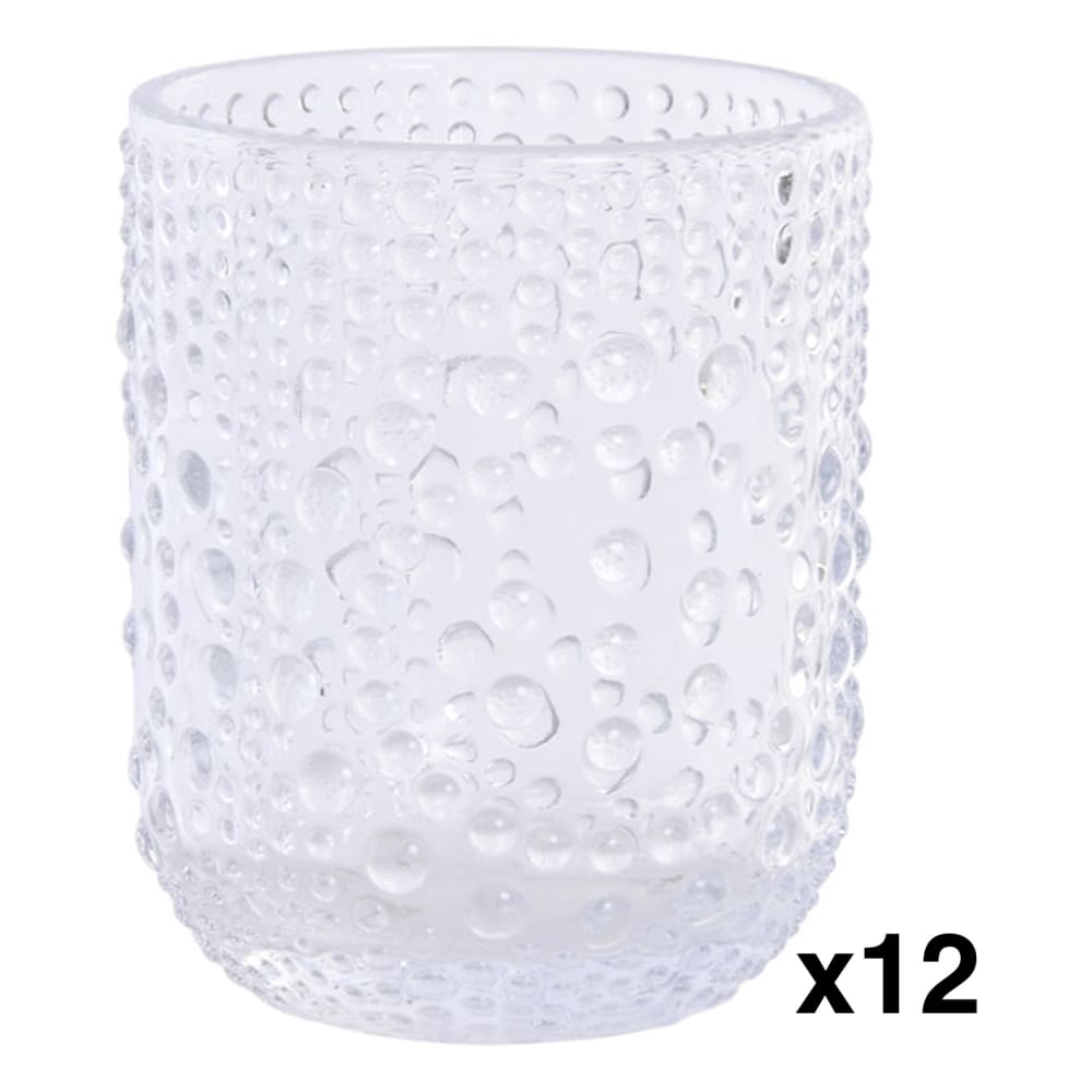 Ensemble de 12 verres relief transparent 7,4x7,4x9,3 cm 270ml