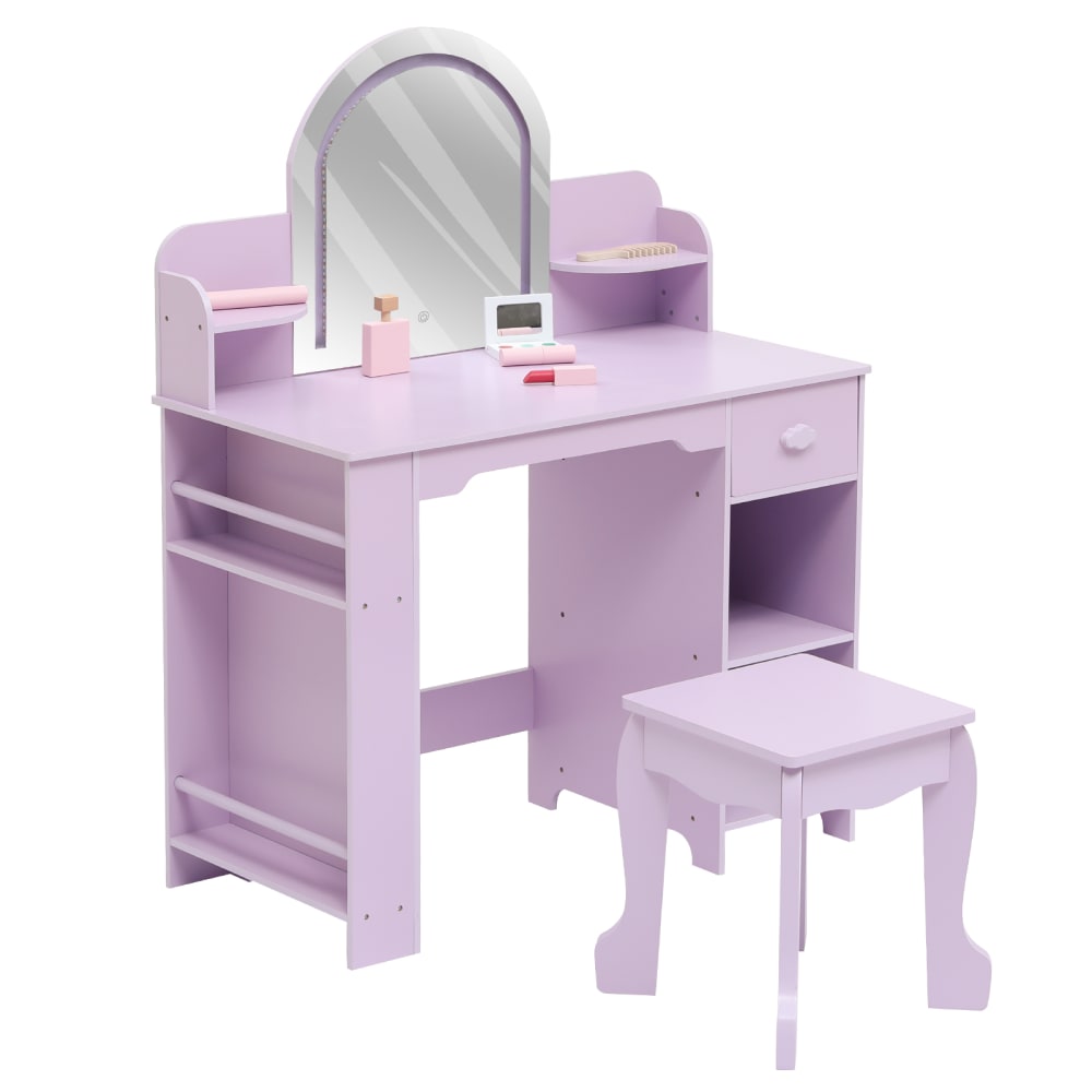 Garvee Kinder Schminktisch–Mitteldichte Holzfaserplatte–101x80x40cm, Lila style modern VIOLETT HOLZ Kinder
