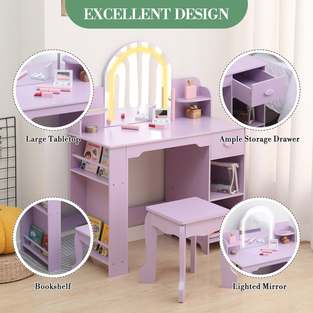 Kinder Schminktisch–Mitteldichte Holzfaserplatte–101x80x40cm,