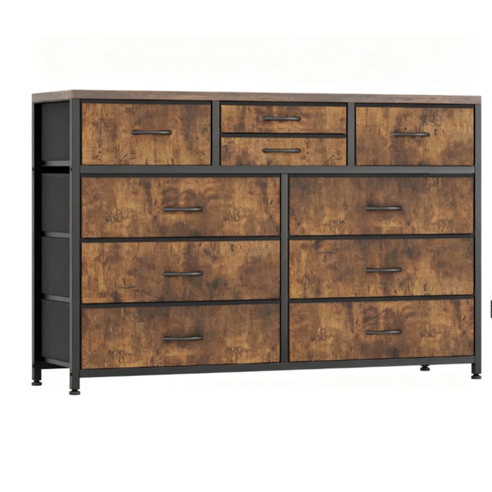 Garvee Kommode mit 10 Stoffschubladen , 114.8x34.8x80cm, braun style modern - Metall