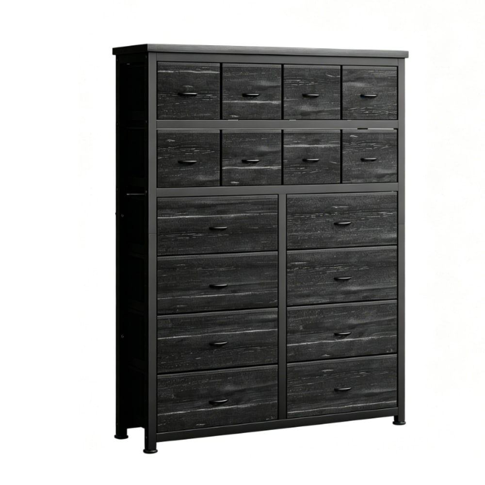 Garvee Kommode Mit 16 Stoffschubladen, Stoff, 103 x 30 x 130 cm, Schwarz style modern Schwarz Metall