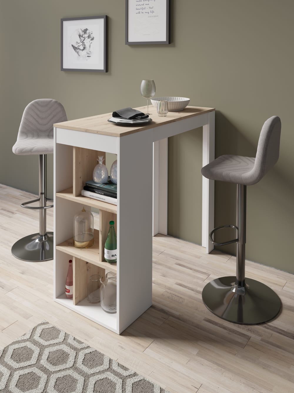 Bartisch, Artisan Eiche (Eiche-Optik), 110 x 50, H 104 cm -