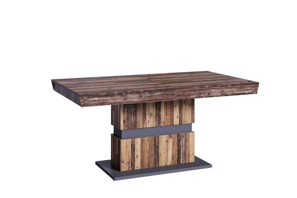 ByLiving Tisch mit Auszug, Old Wood (Altholz-Optik), 140-195 x 90, H 75 cm style modern Braun Spanplatte