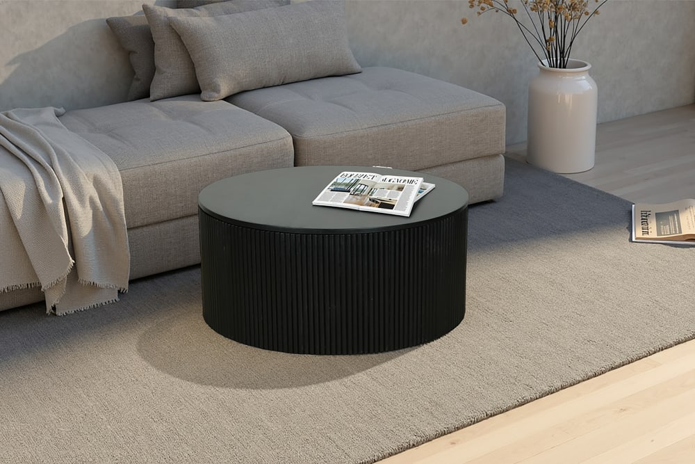 Couchtisch, schwarz, D 80, H 36 cm - Maisons Du Monde