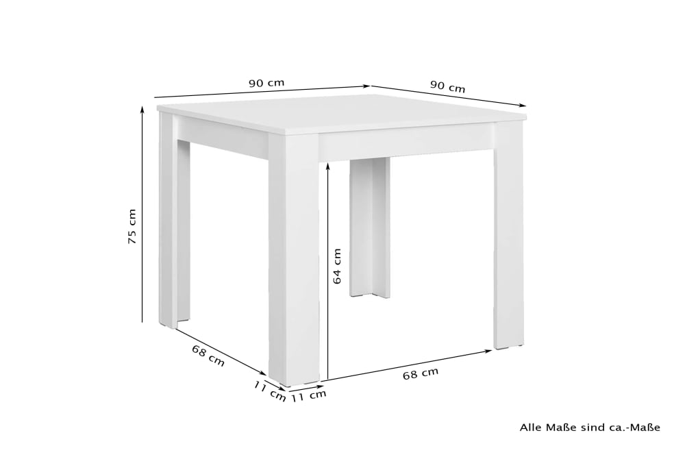 Tisch, Sonoma Eiche (Eiche-Optik), 90 x 90, H 75 cm - Maisons Du