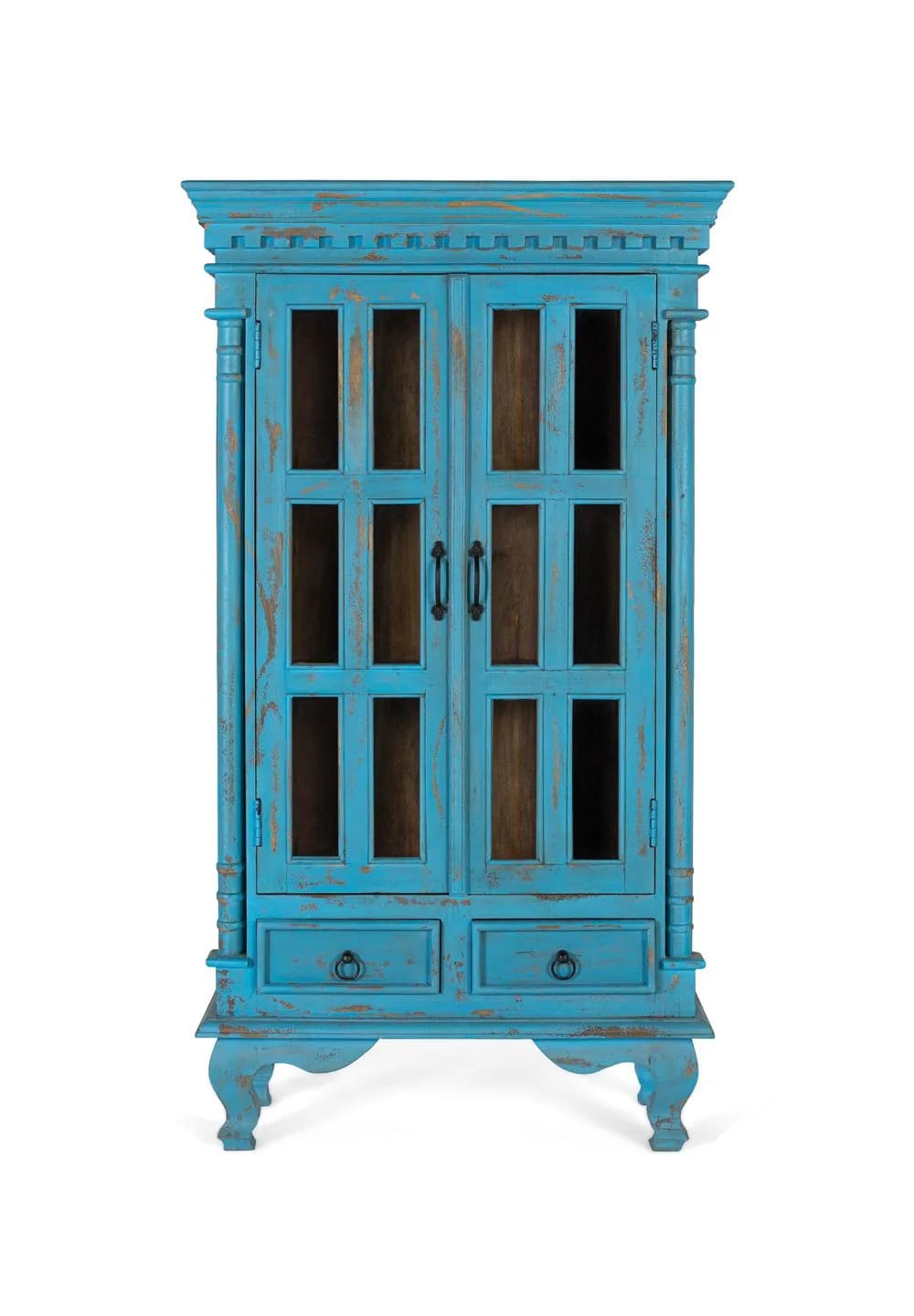 GINER Y COLOMER Vitrine aus Mangoholz 90 cm Blau