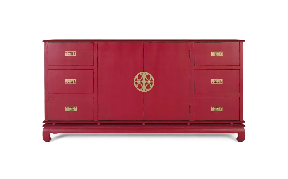 GINER Y COLOMER Sideboard aus Mangoholz 180 cm Rot