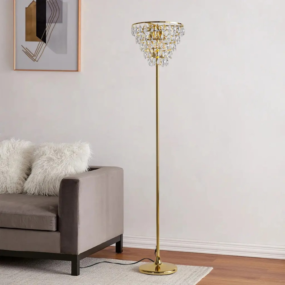 Lampadaire 3 lumières cristal métal doré h150 cm — vue 4