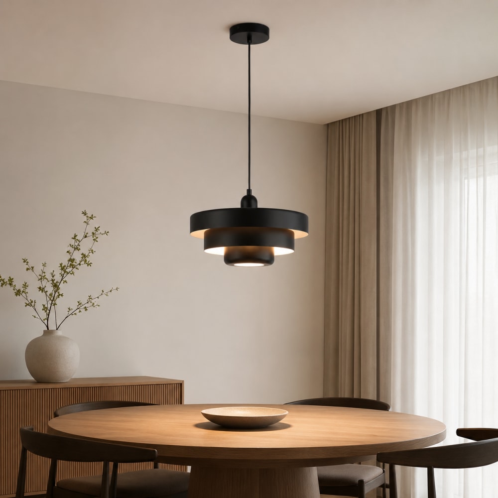 Suspension moderne métal noir ø35 cm — vue 3