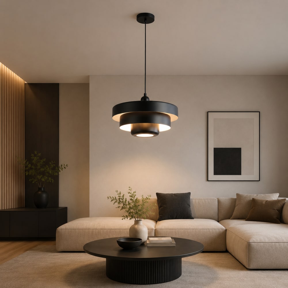 Suspension moderne métal noir ø35 cm — vue 4