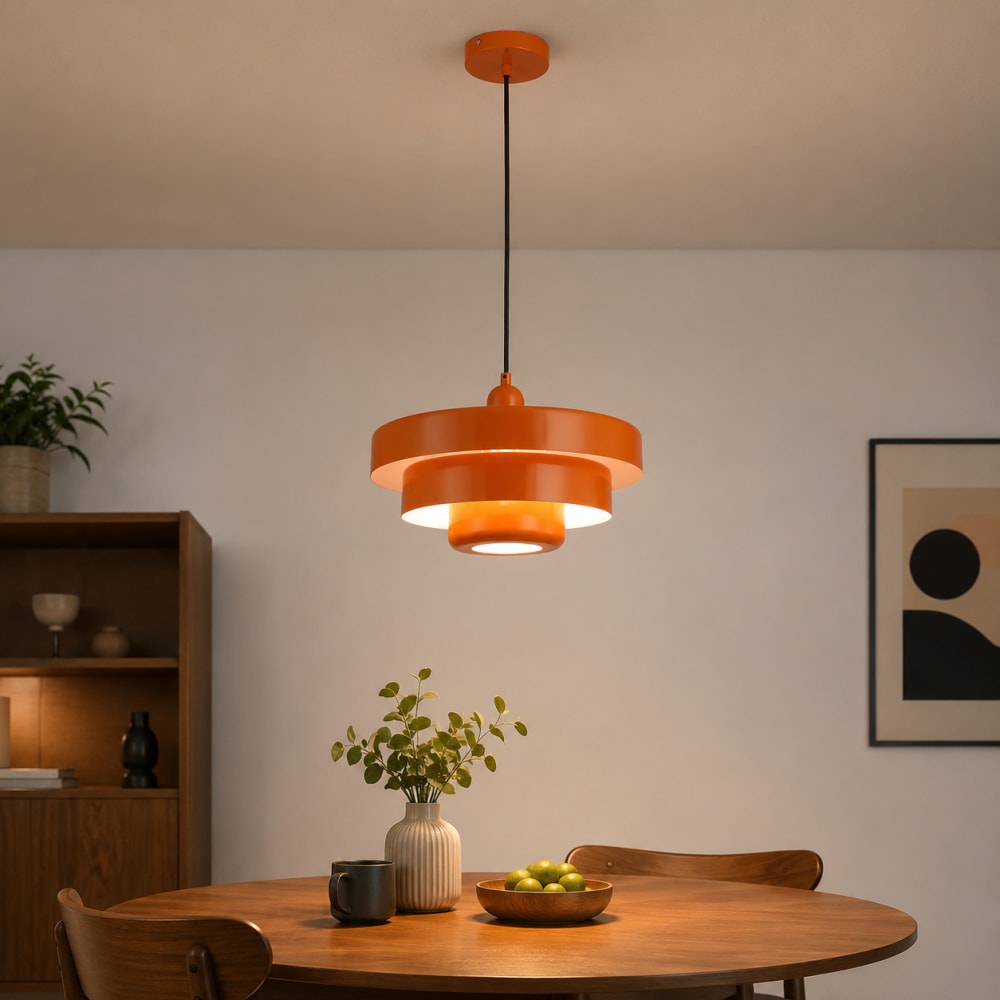 Suspension moderne métal orange ø35 cm — vue 3