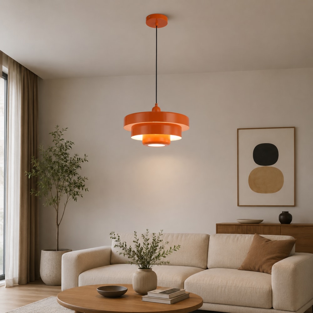 Suspension moderne métal orange ø35 cm — vue 4