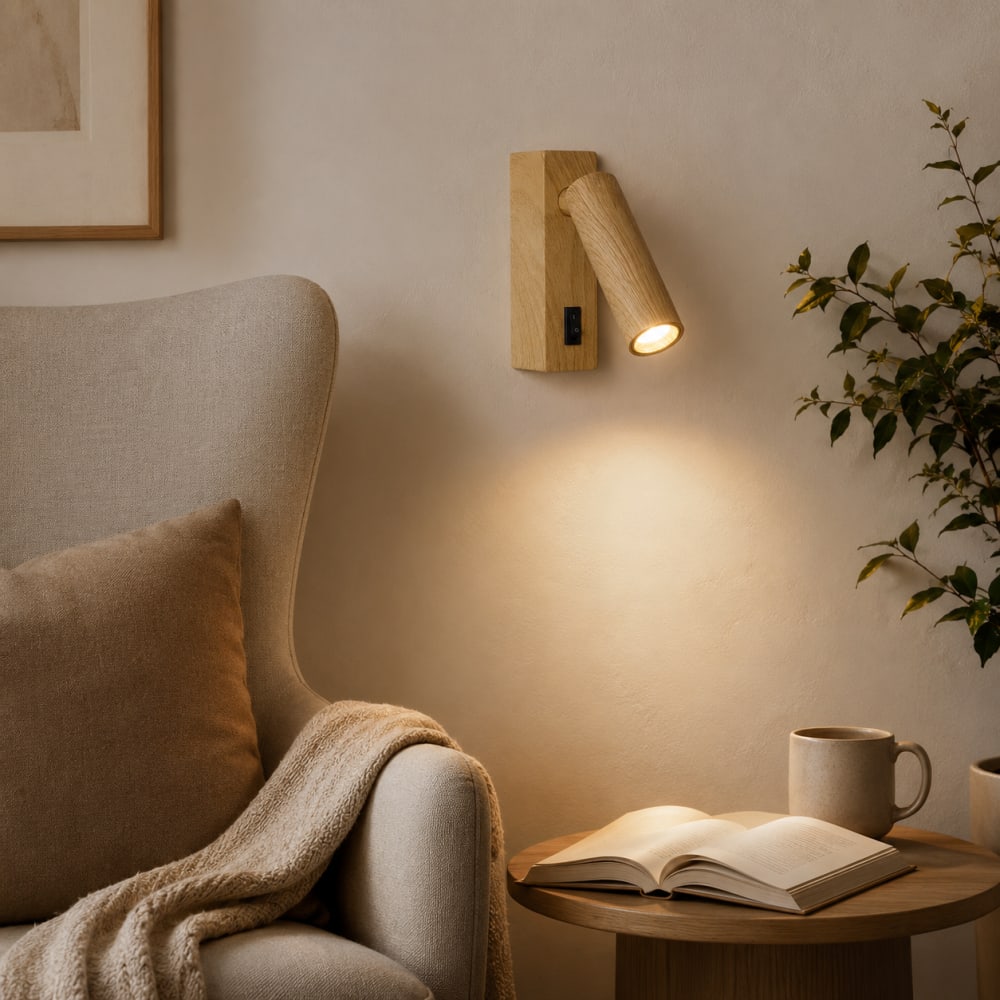 LED-Leseleuchte schwenkbar Aluminium holzoptik 2W - Maisons Du