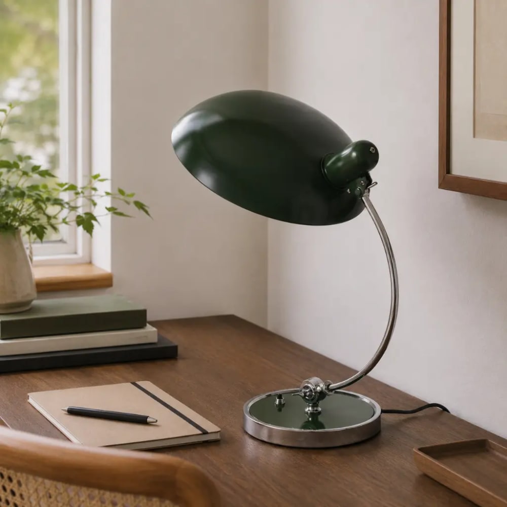 Lampe de table style bauhaus vert/chrome h43 cm — vue 4