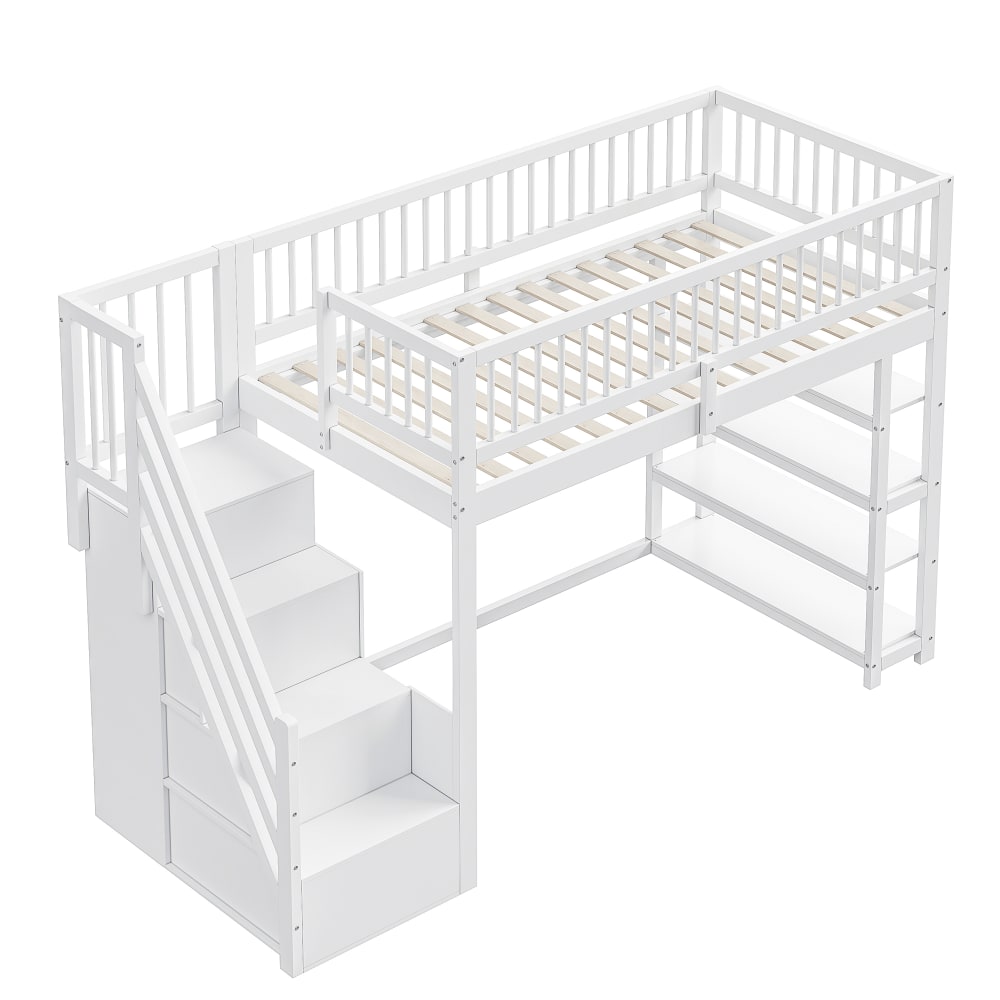 Lit mezzanine 90x200 - armoire
