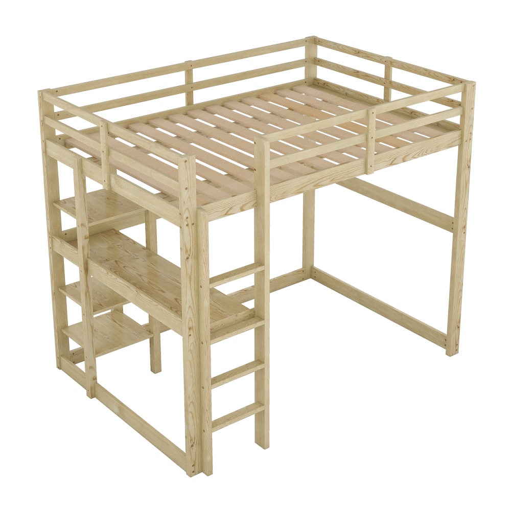 Lit mezzanine en pin - bureau