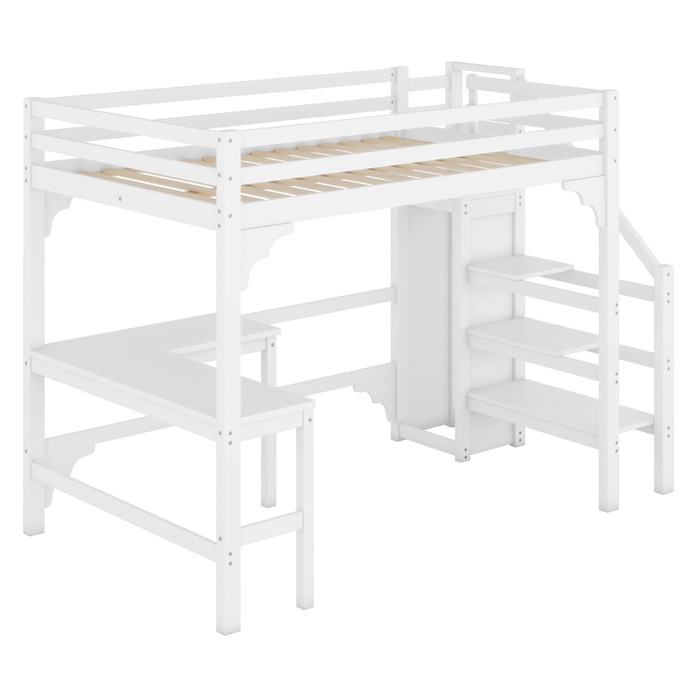 Lit mezzanine en pin - bureau