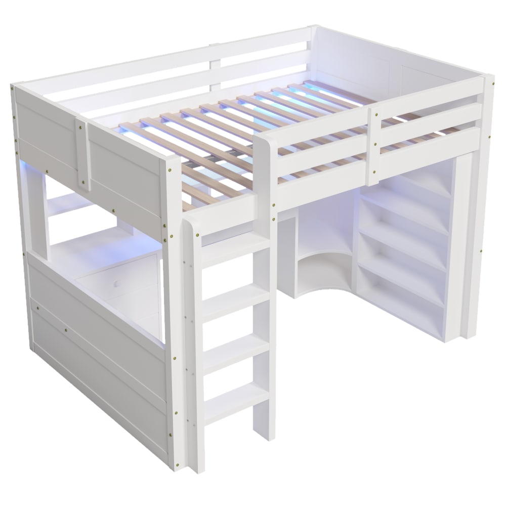 Lit mezzanine en pin - bureau