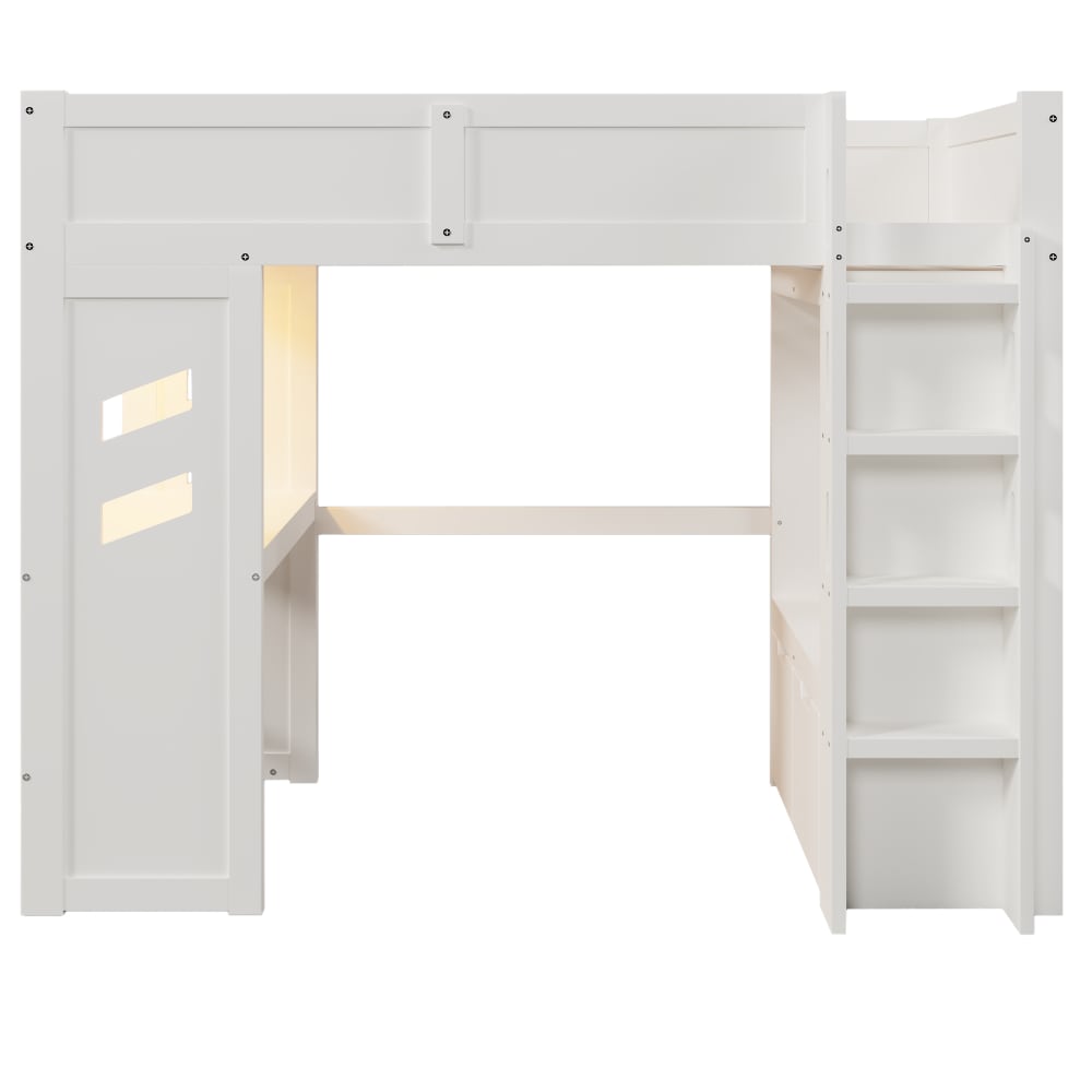 Gaming-Kinder-Hochbett 90x200 cm mit LED und Schreibtisch -